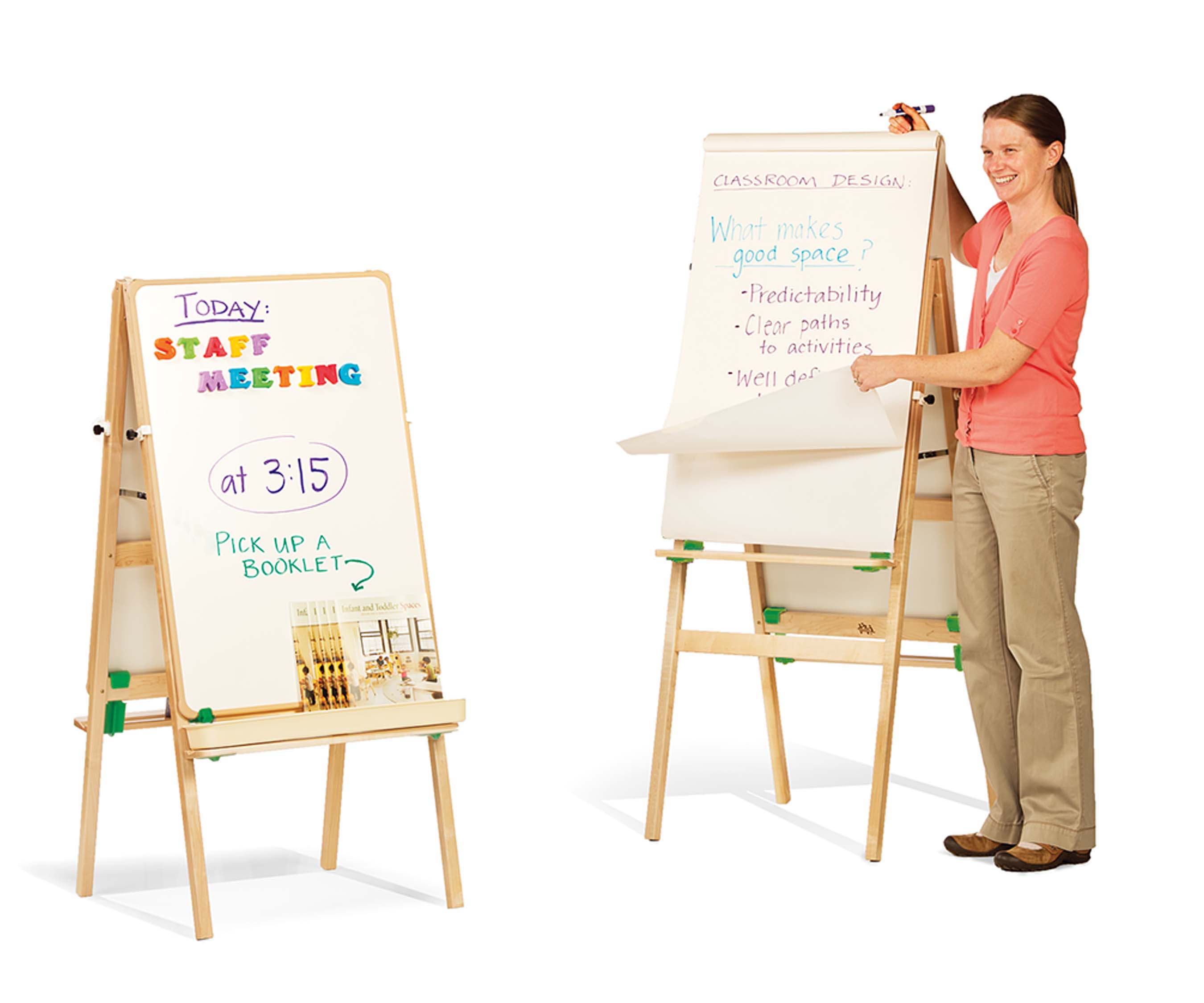 A practitioner flipping a chart on an easel