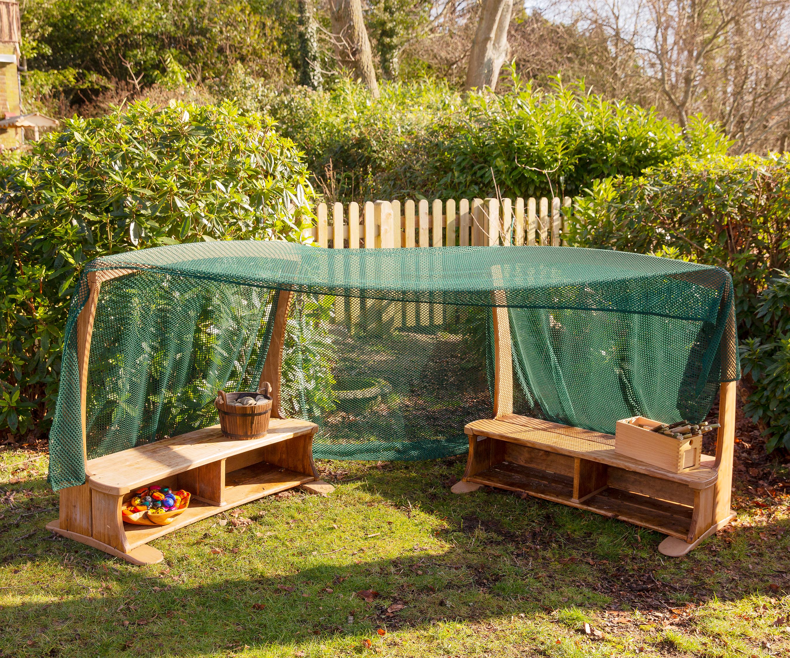 An Outlast arbour set up in a nursery&amp;apos;s outdoor area